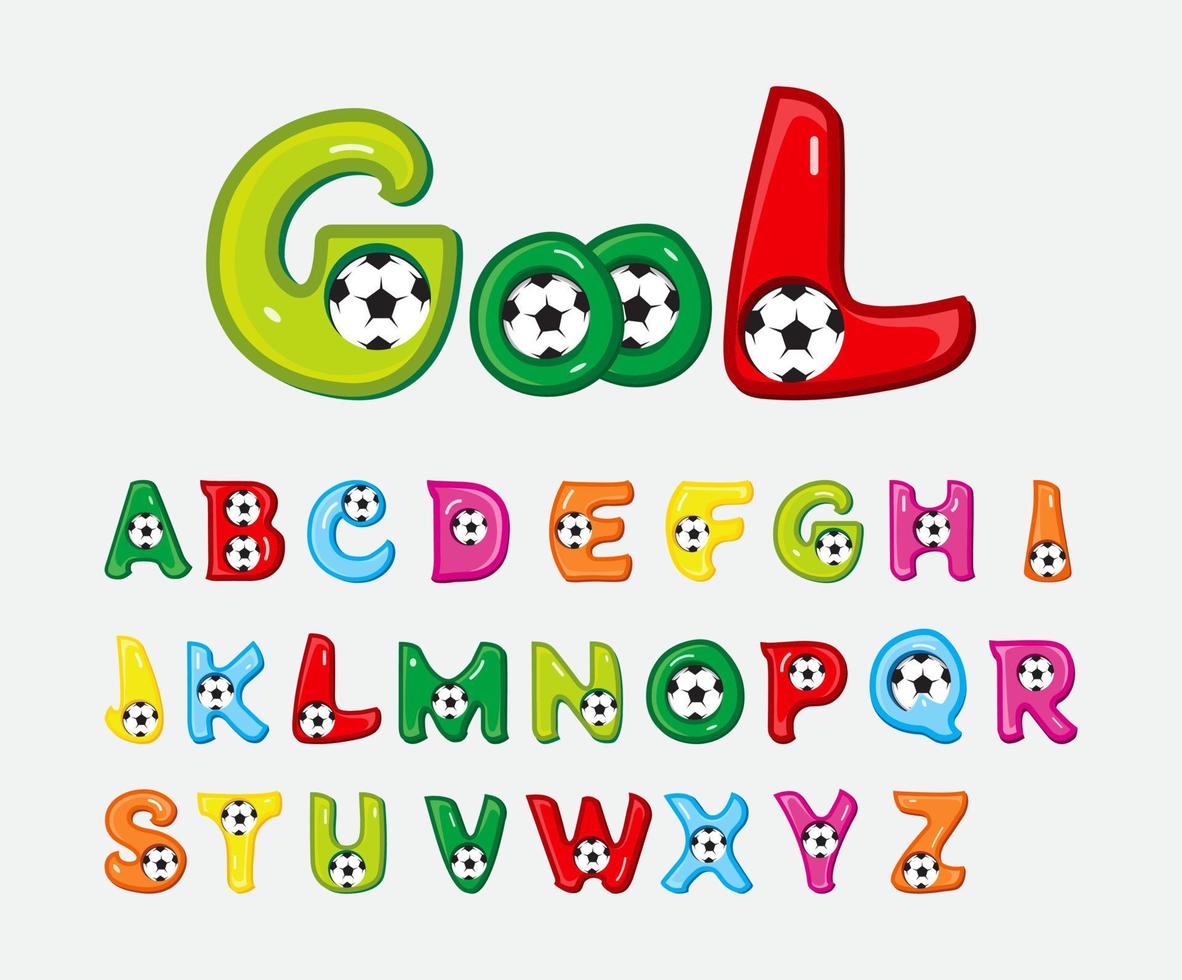 colorful football font and typography text effect. vector