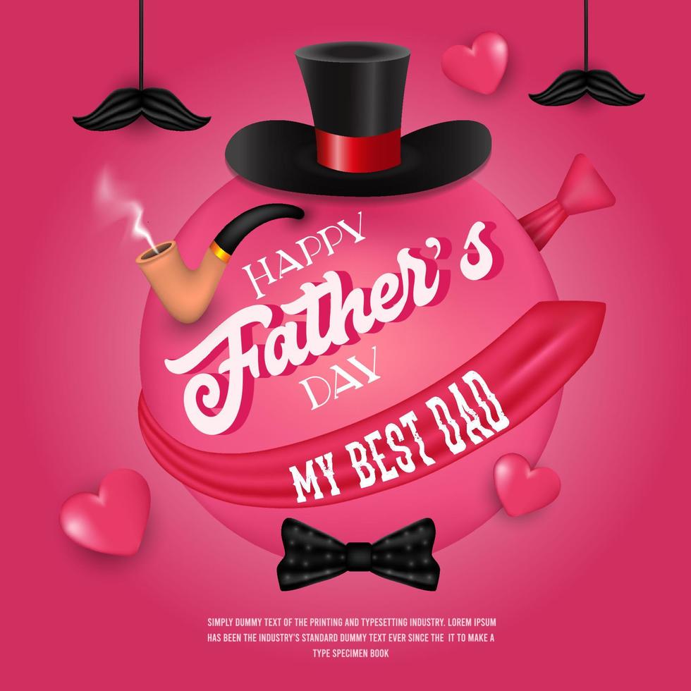 Happy Fathers Day Calligraphy greeting card background, poster, Vector illustration.