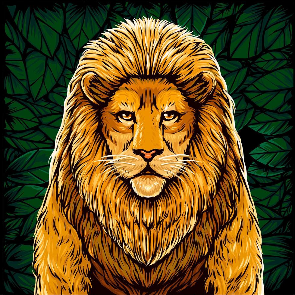 el león de la jungla es adecuado para serigrafía vector premium