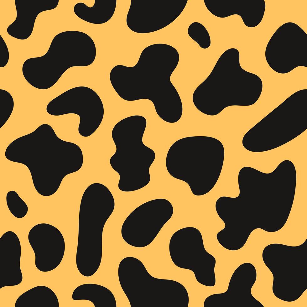 Trendy seamless pattern of spotted animal skins. Abstract print in black yellow colors. Vector illustration