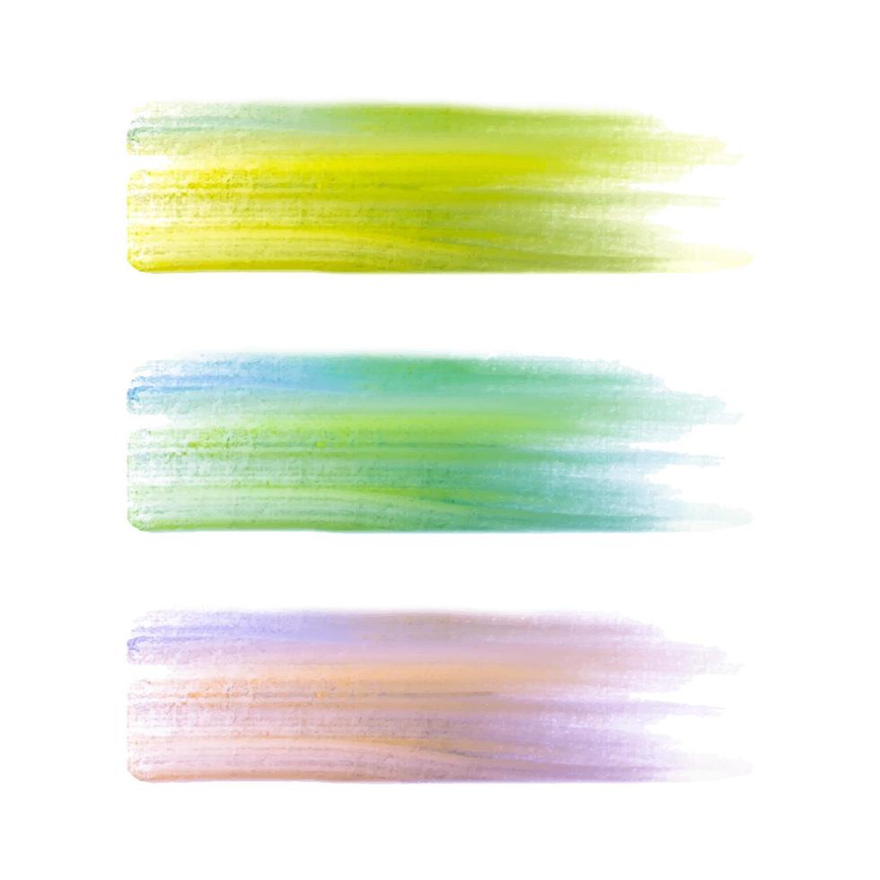 Brush strokes streak watercolor, isolated, white background. vector