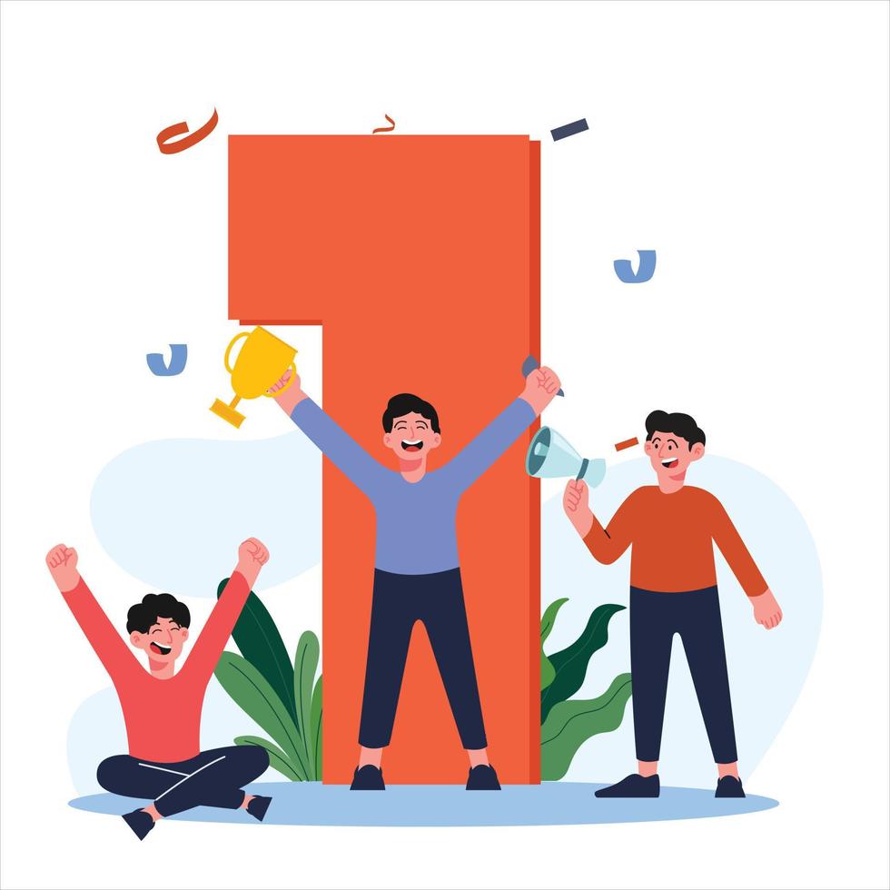 Young guys with star award vector