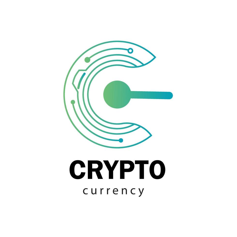 letter C logo crypto currency vector