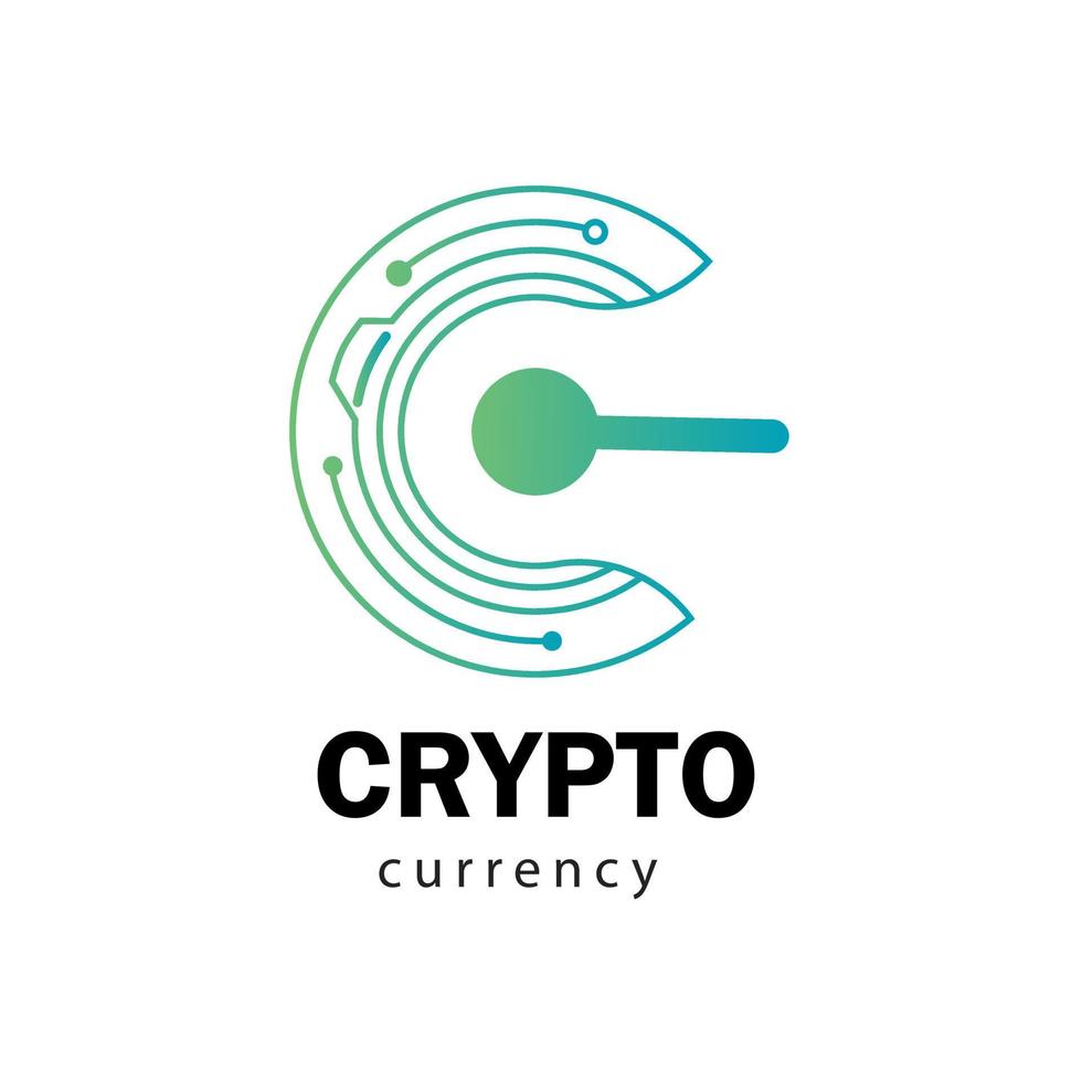 letter C logo crypto currency vector