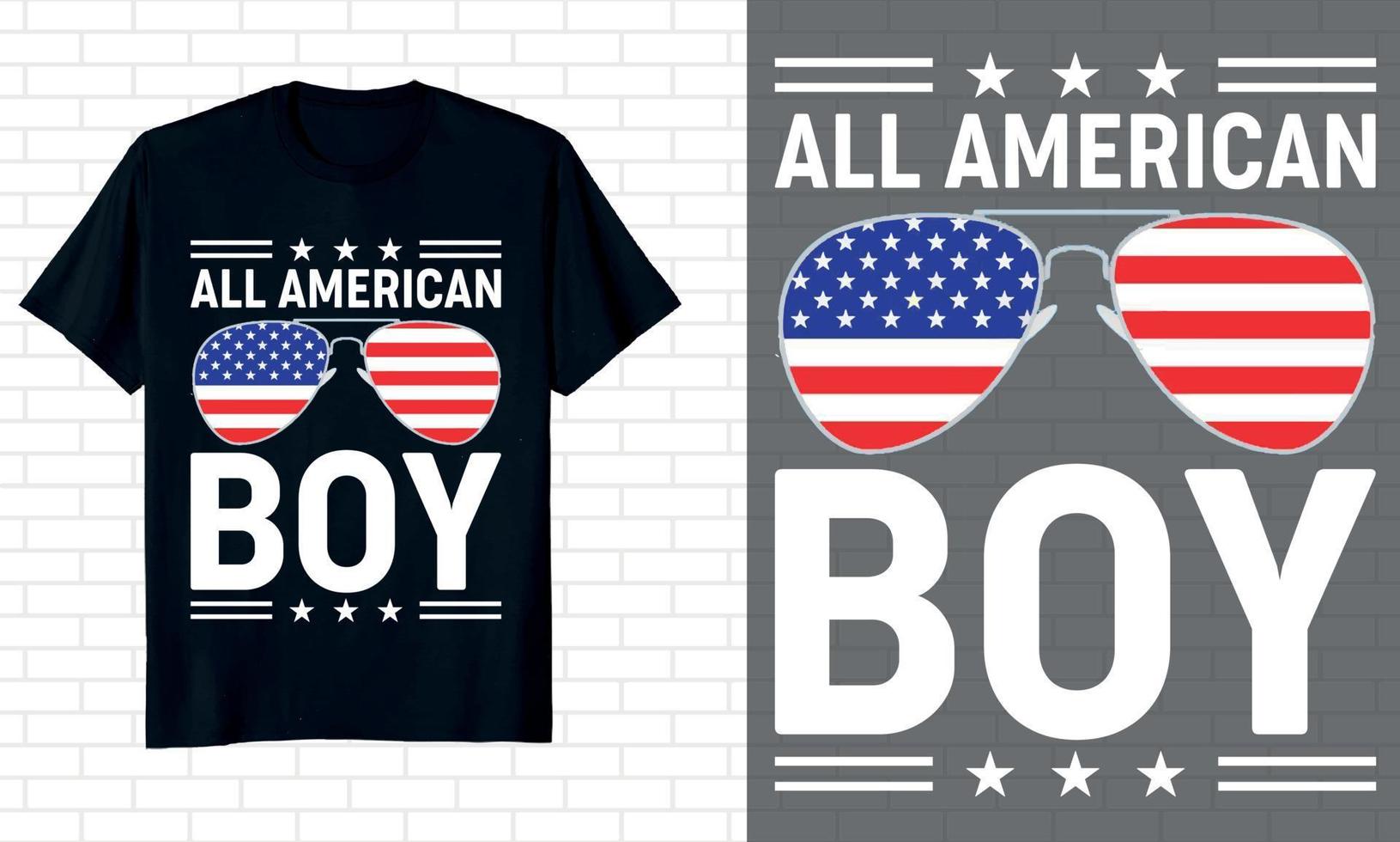 All American Boy 4 de julio diseño de camiseta. vector