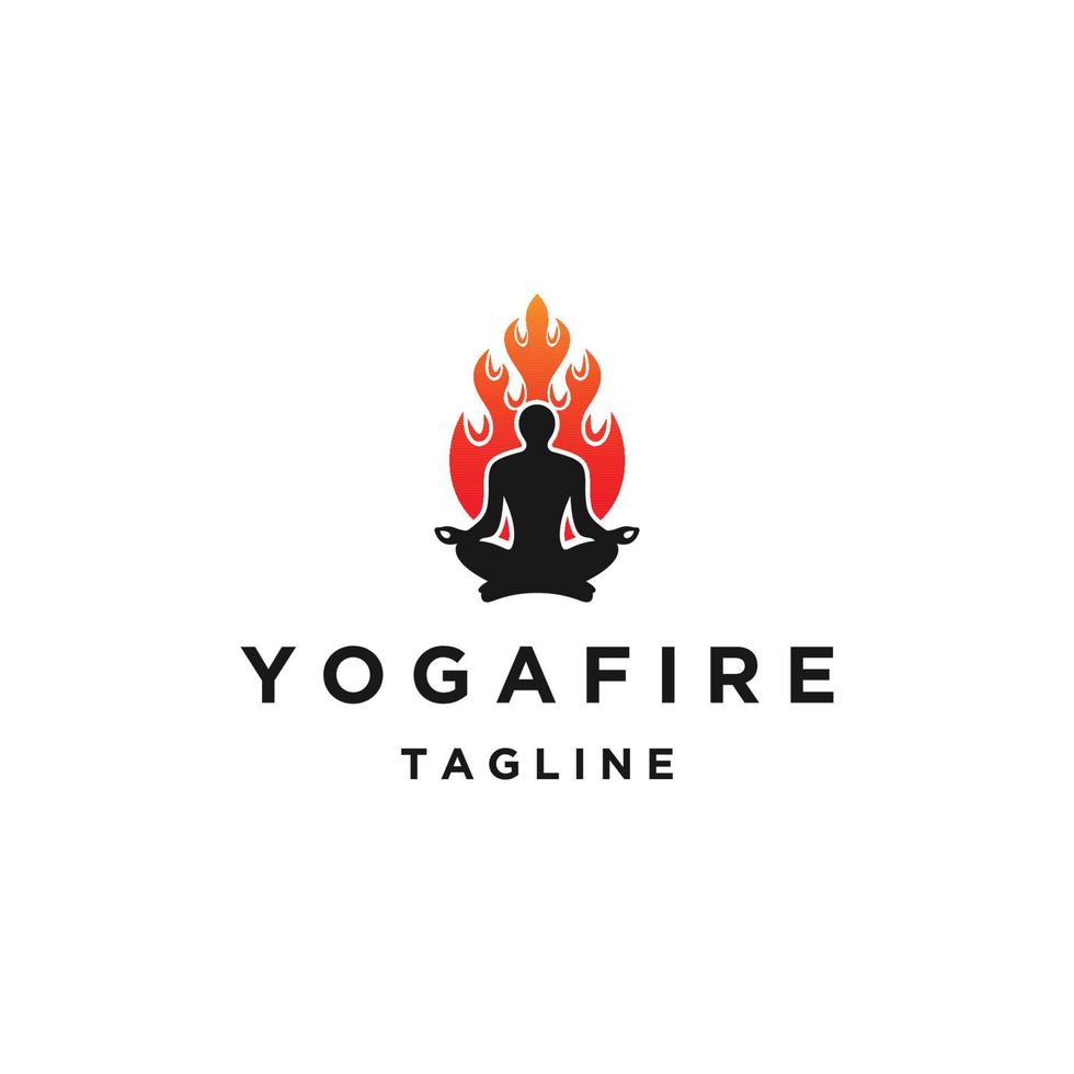 Yoga fire logo icon design template flat vector