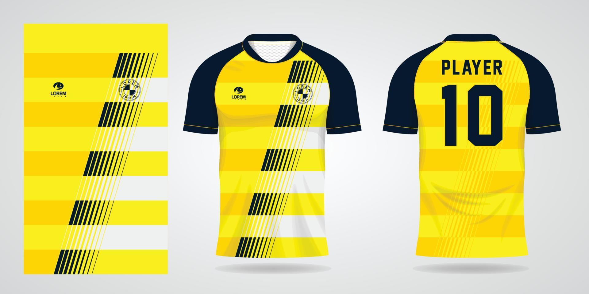 plantilla de diseño deportivo de camiseta de fútbol amarilla vector