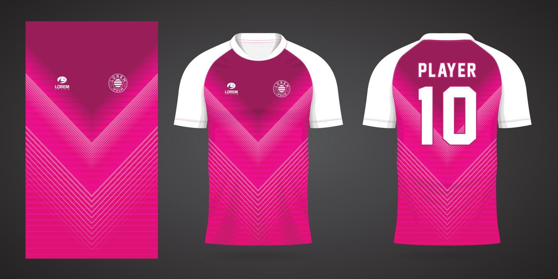 plantilla de diseño de deporte de camiseta de fútbol rosa vector
