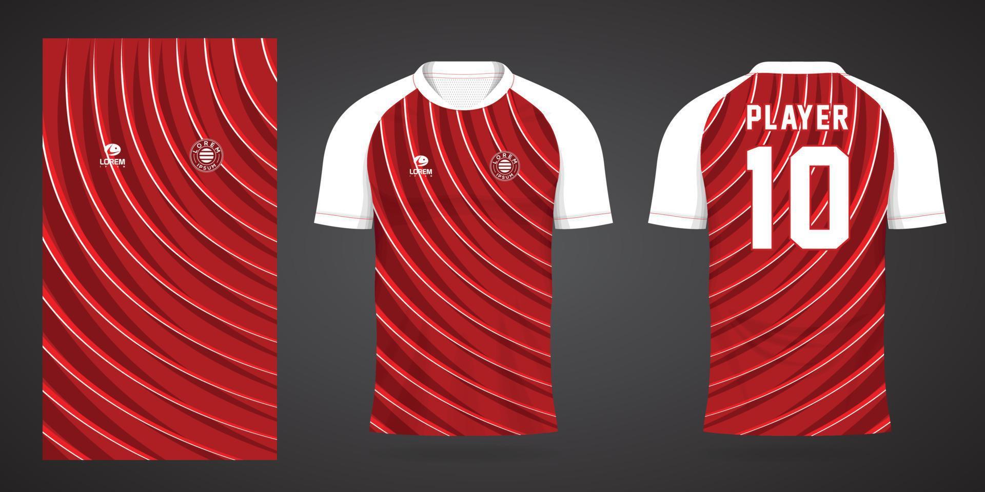plantilla de diseño deportivo de camiseta de fútbol roja vector