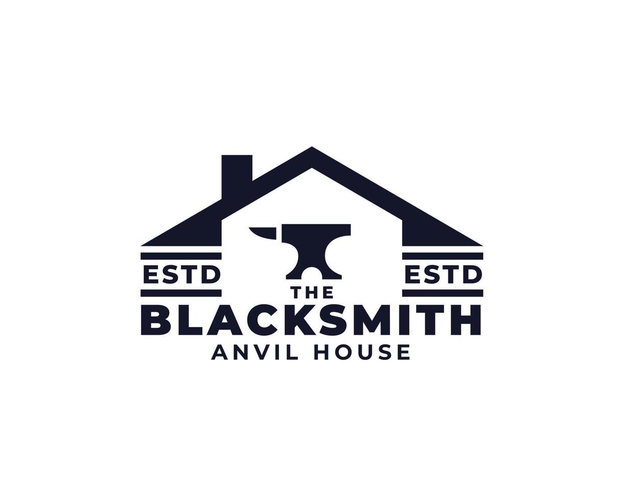 simple blacksmith anvil house logo vector