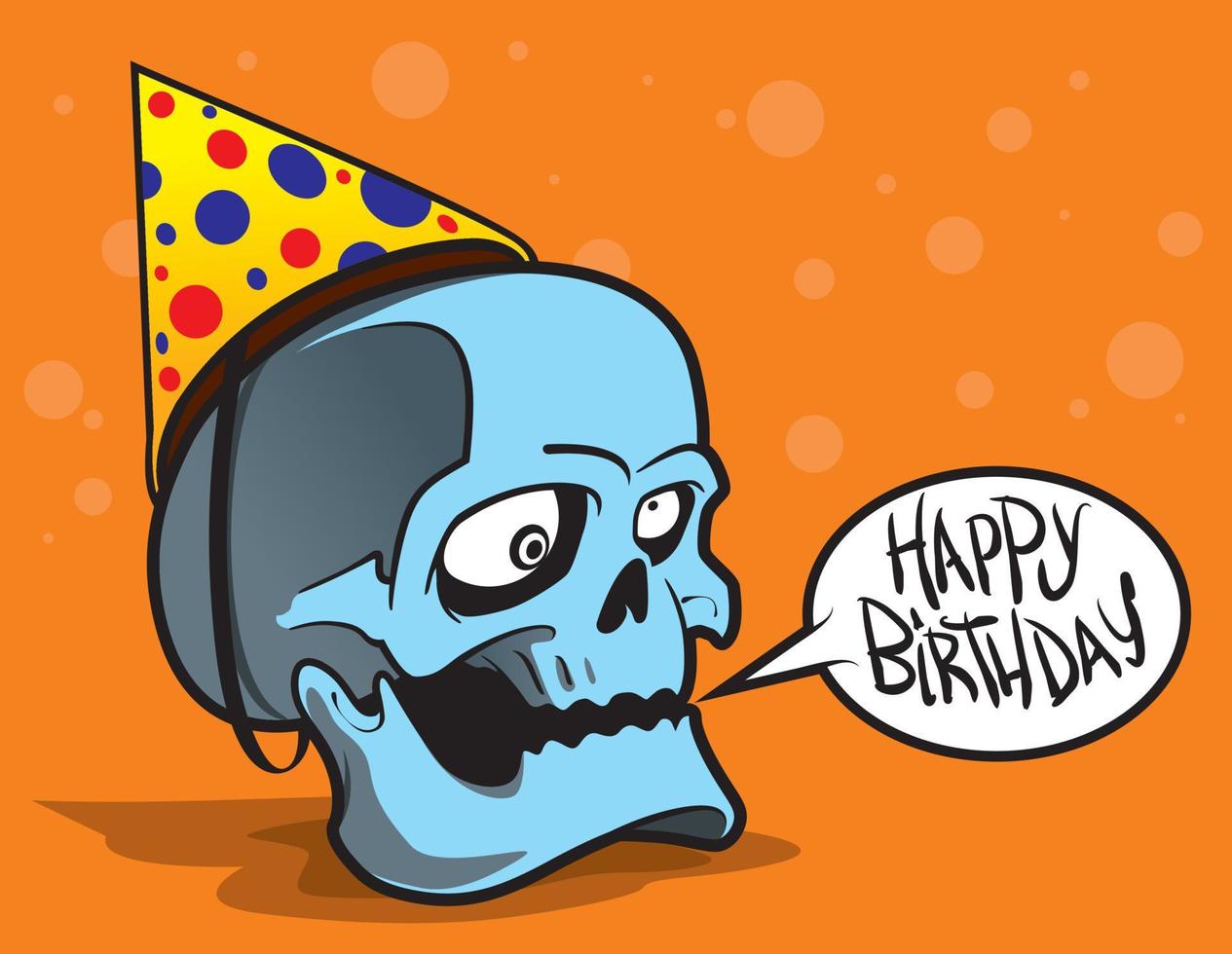 Greeting card. Crazy skull. Cartoon character vector