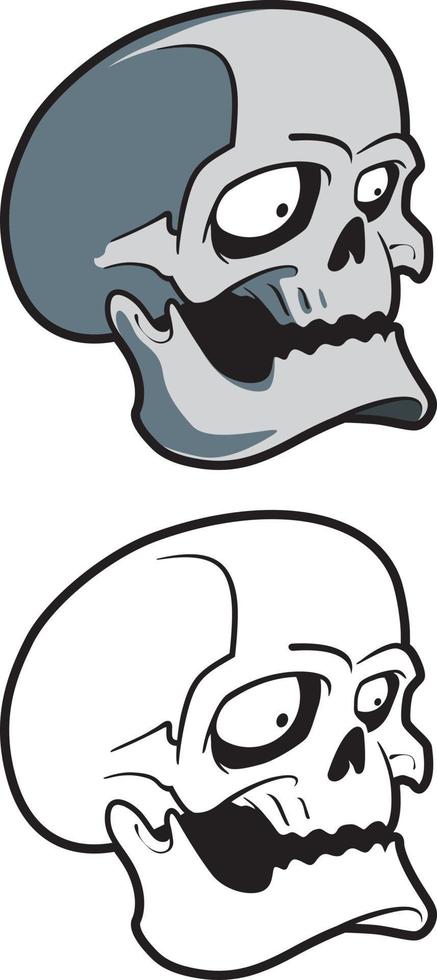 ilustración del cráneo. personaje animado. aislado sobre fondo blanco vector