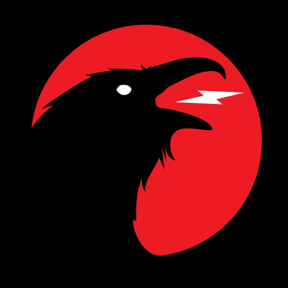 Dark Evil heraldic raven. Mascot, logotype, label. vector