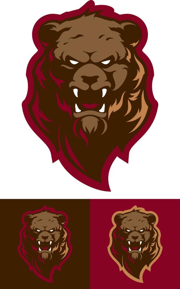 Bear Sport Logo Vector Template. Hockey logo template, hockey logotype, sport logotype template. Vector illustration. Bear face