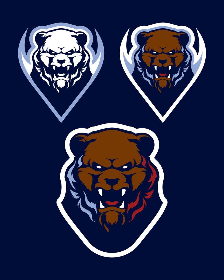 plantilla de vector de logotipo de deporte de oso. plantilla de logotipo de hockey, logotipo de hockey, plantilla de logotipo deportivo. ilustración vectorial cara de oso