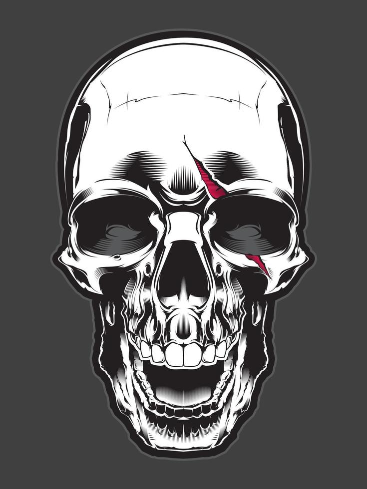 Evil skull with scar illustration vector
