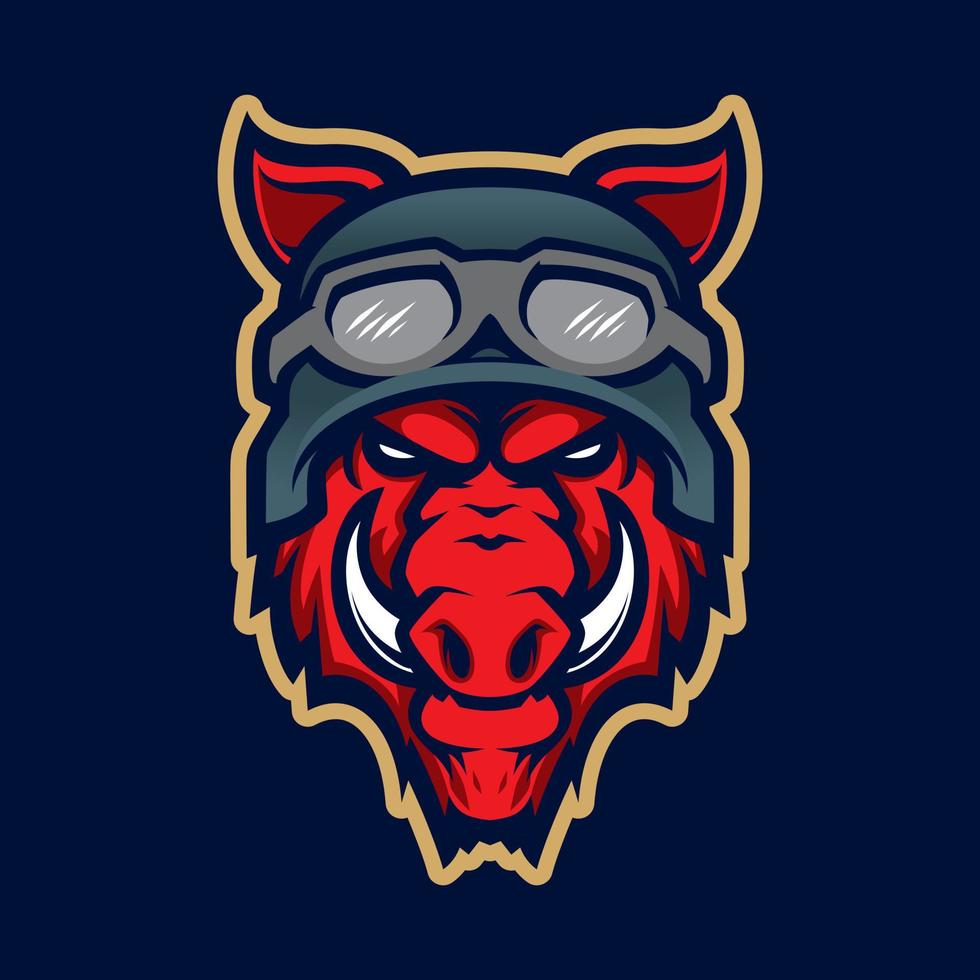 Wild hog or boar head mascot, colored version. Great for sports logos and team mascots. vector