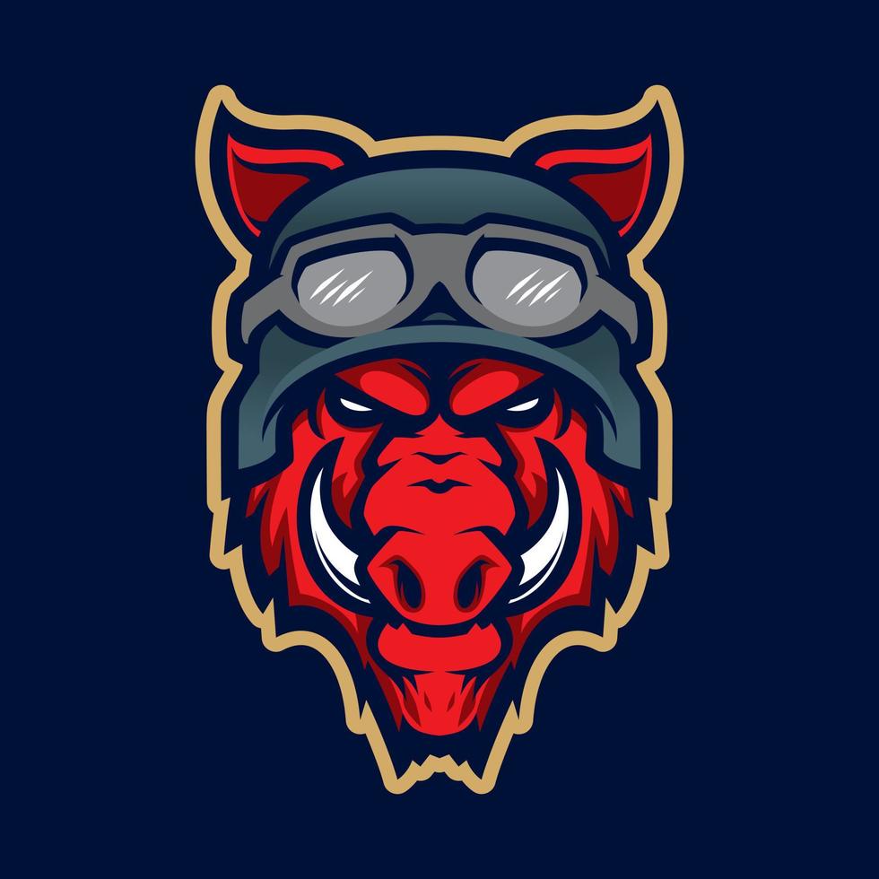 Wild hog or boar head mascot, colored version. Great for sports logos and team mascots. vector