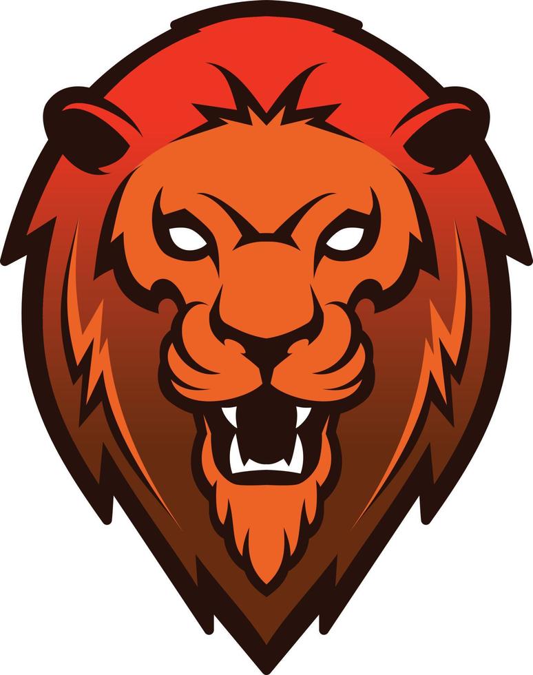 Roaring lion head mascot. Label, logotype. Isolated on white background vector