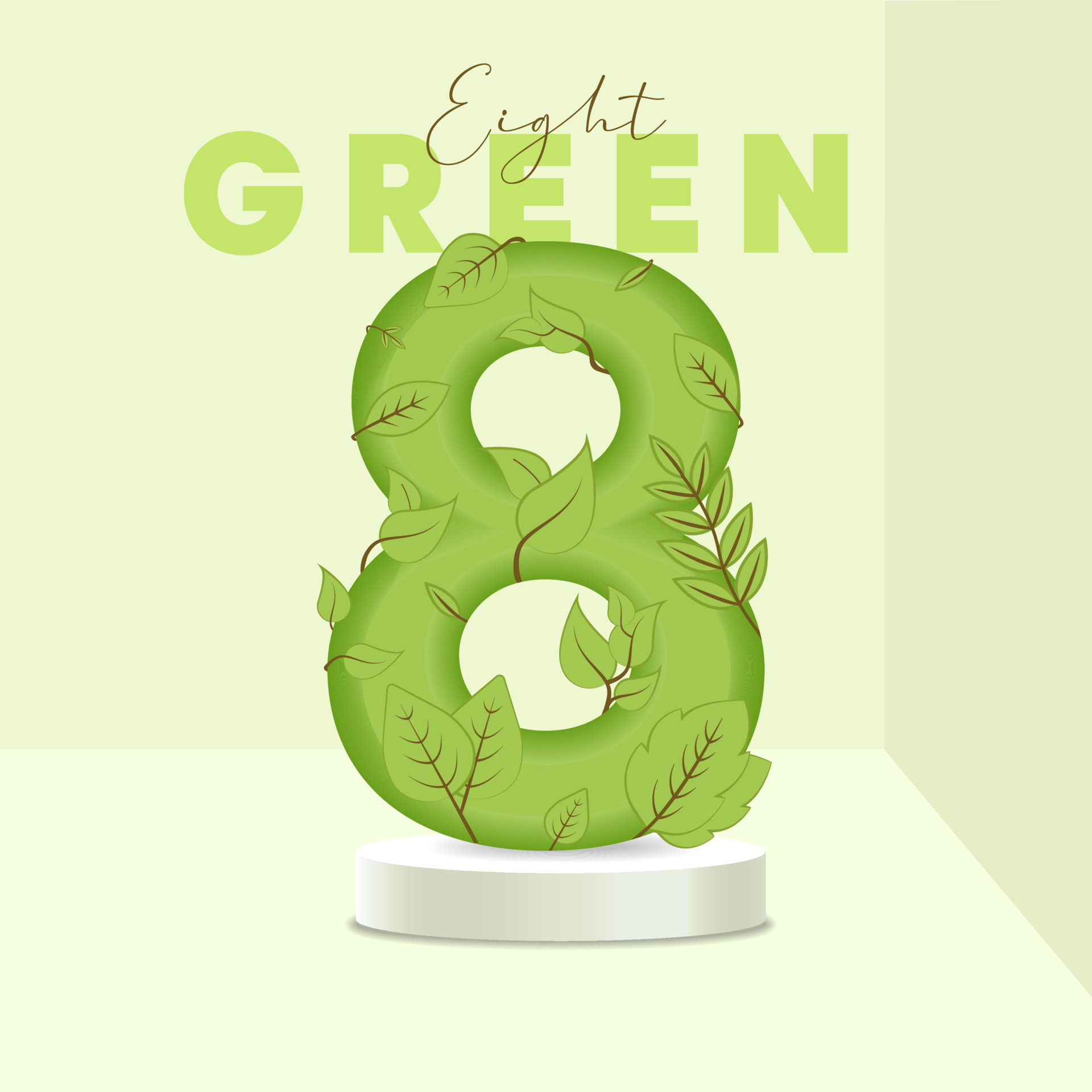 Number 8 Leaves And Branches On The Stand Leaves Font 8 Symbol With 