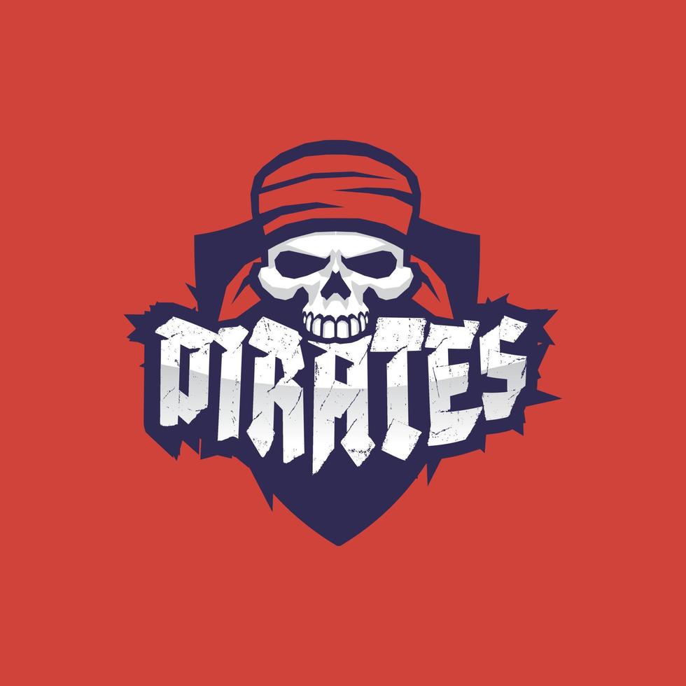 cráneo pirata vectorial en pañuelo rojo. plantilla de logotipo vector