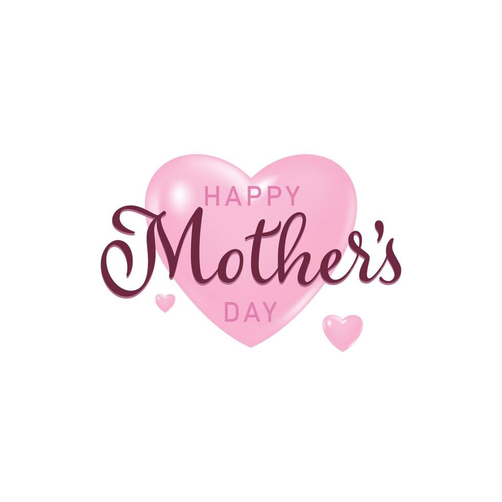 Letras del día de las madres felices. ilustración vectorial tarjeta del día de la madre con corazón vector