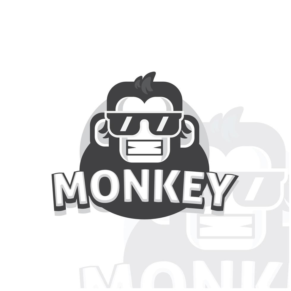 Fun logo template monkey in glasses. Vector illustration.