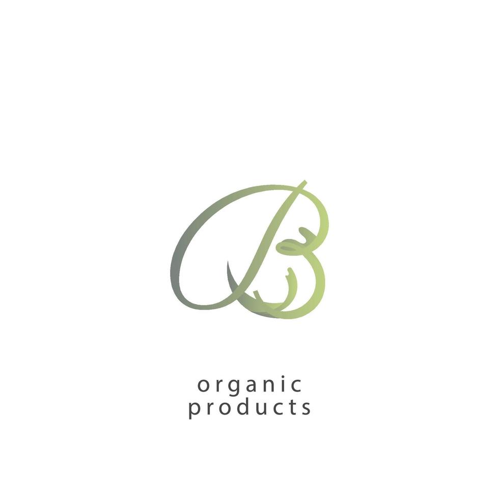 Abstract Initial Letter B, leaf, hearth Logo. green color isolated on White Background. Usable for Business and Branding Logos. Flat Vector Logo Design Template Element.