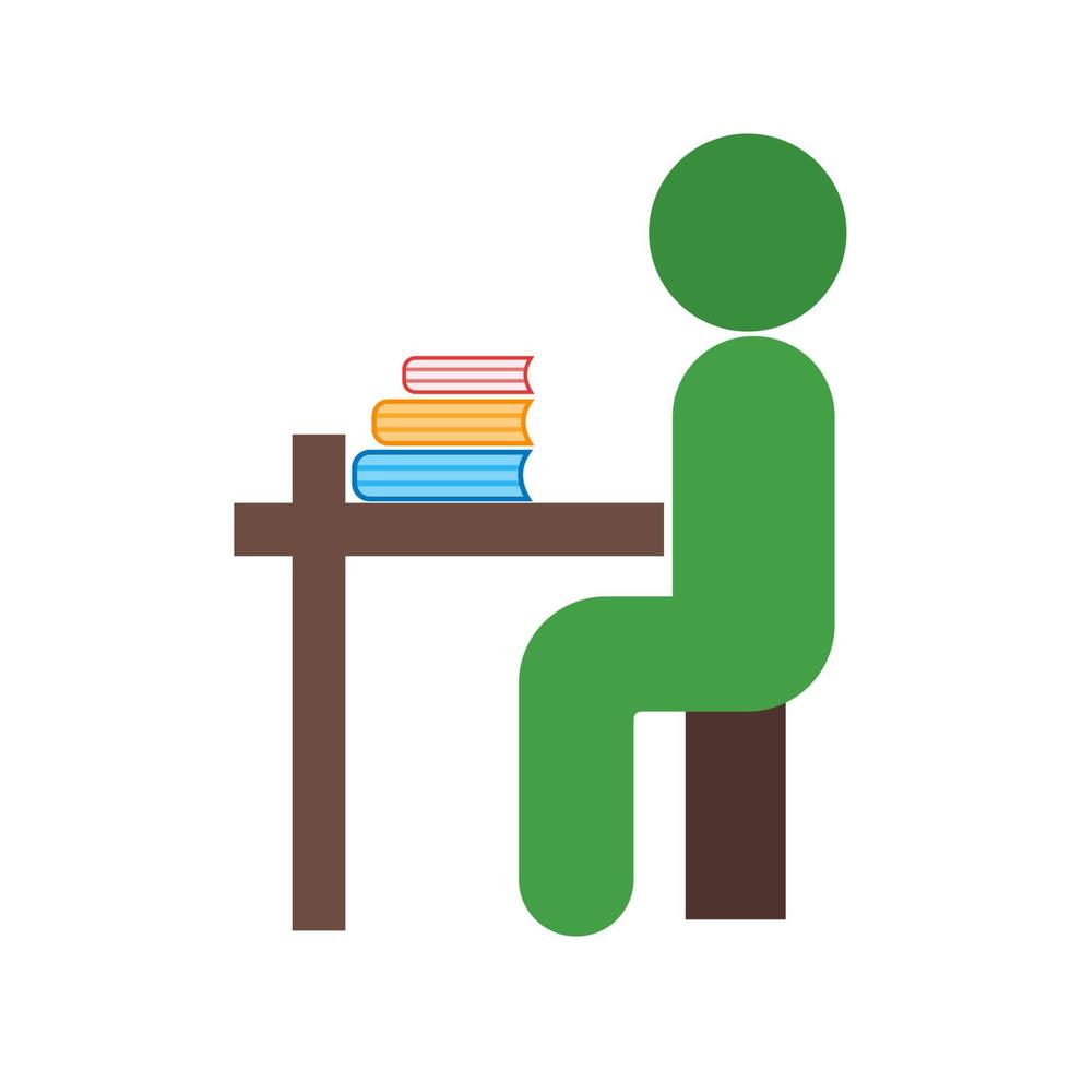 Student sitting in class Flat Multicolor Icon vector