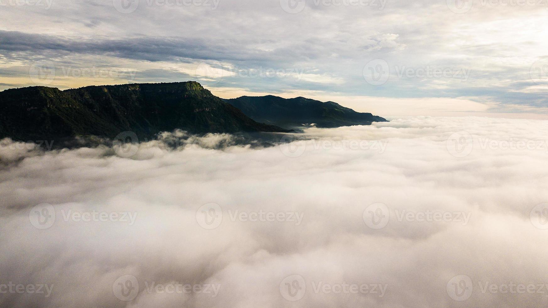 Morning Mist with Mountain ,Sunrise and sea of mis photo