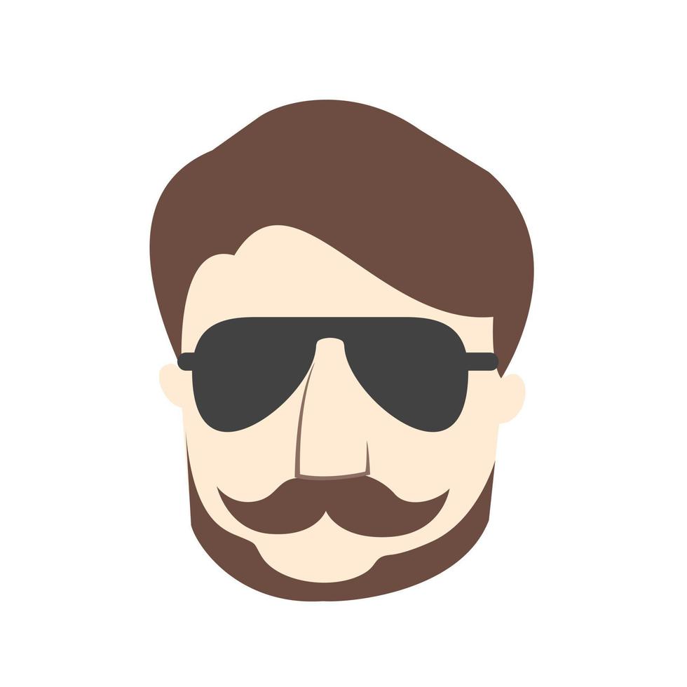 hipster, hombre, plano, multicolor, icono vector