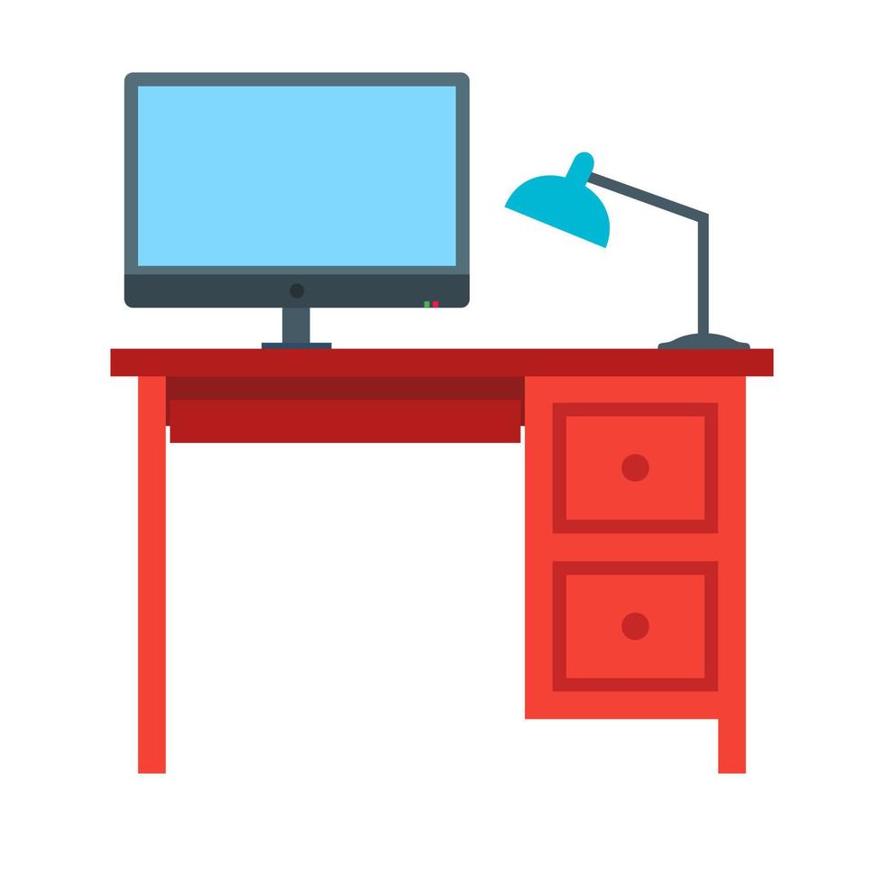 Office Desk Flat Multicolor Icon vector