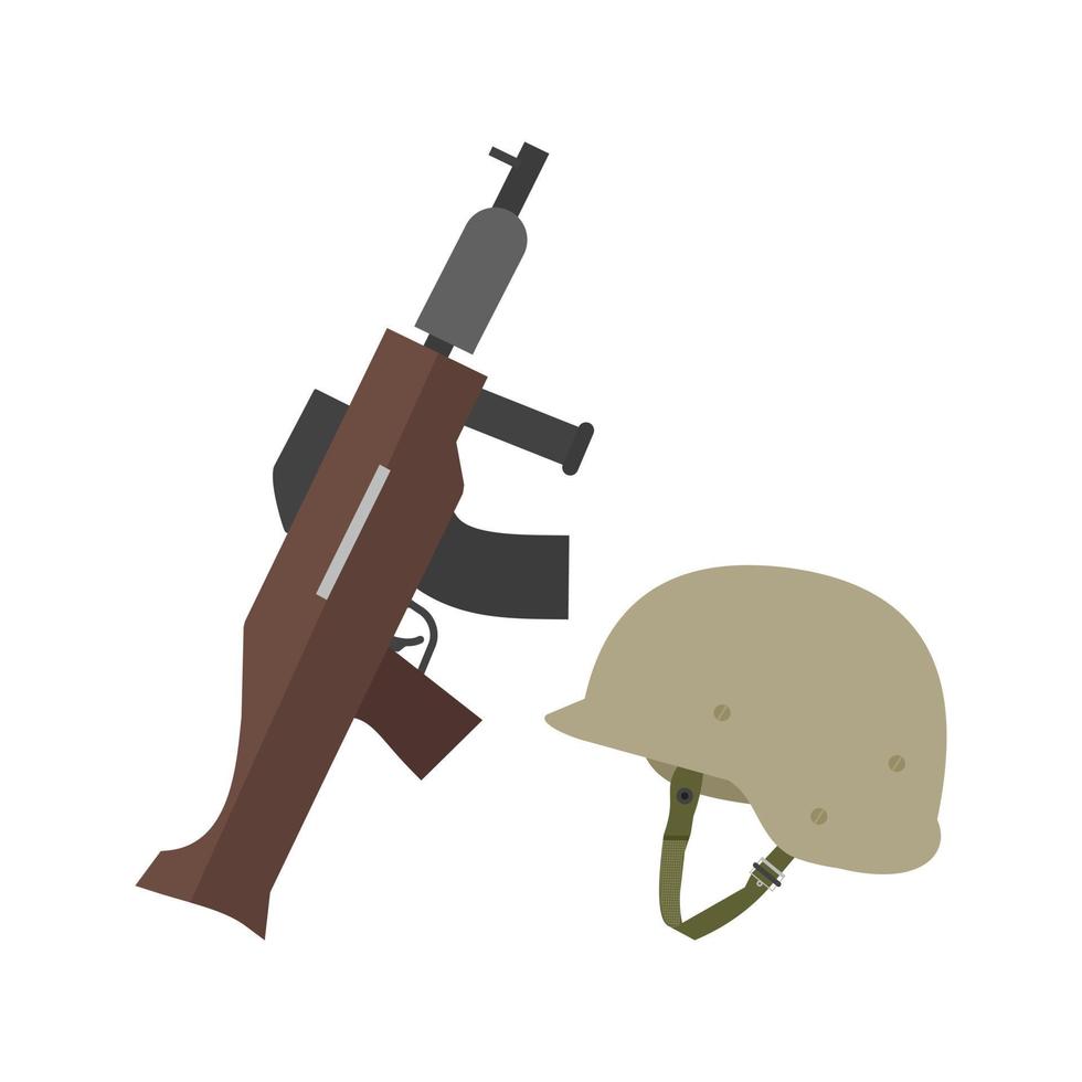 pistola y casco plano icono multicolor vector