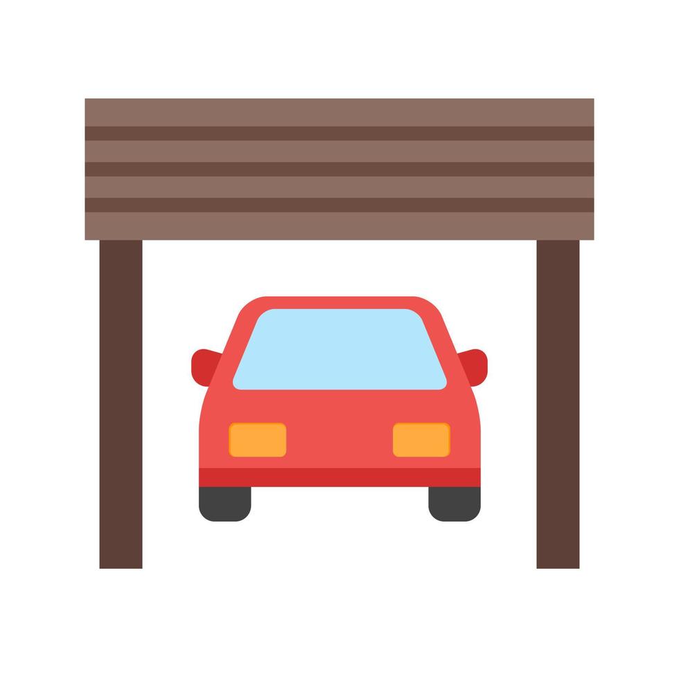 Car in Garage Flat Multicolor Icon vector