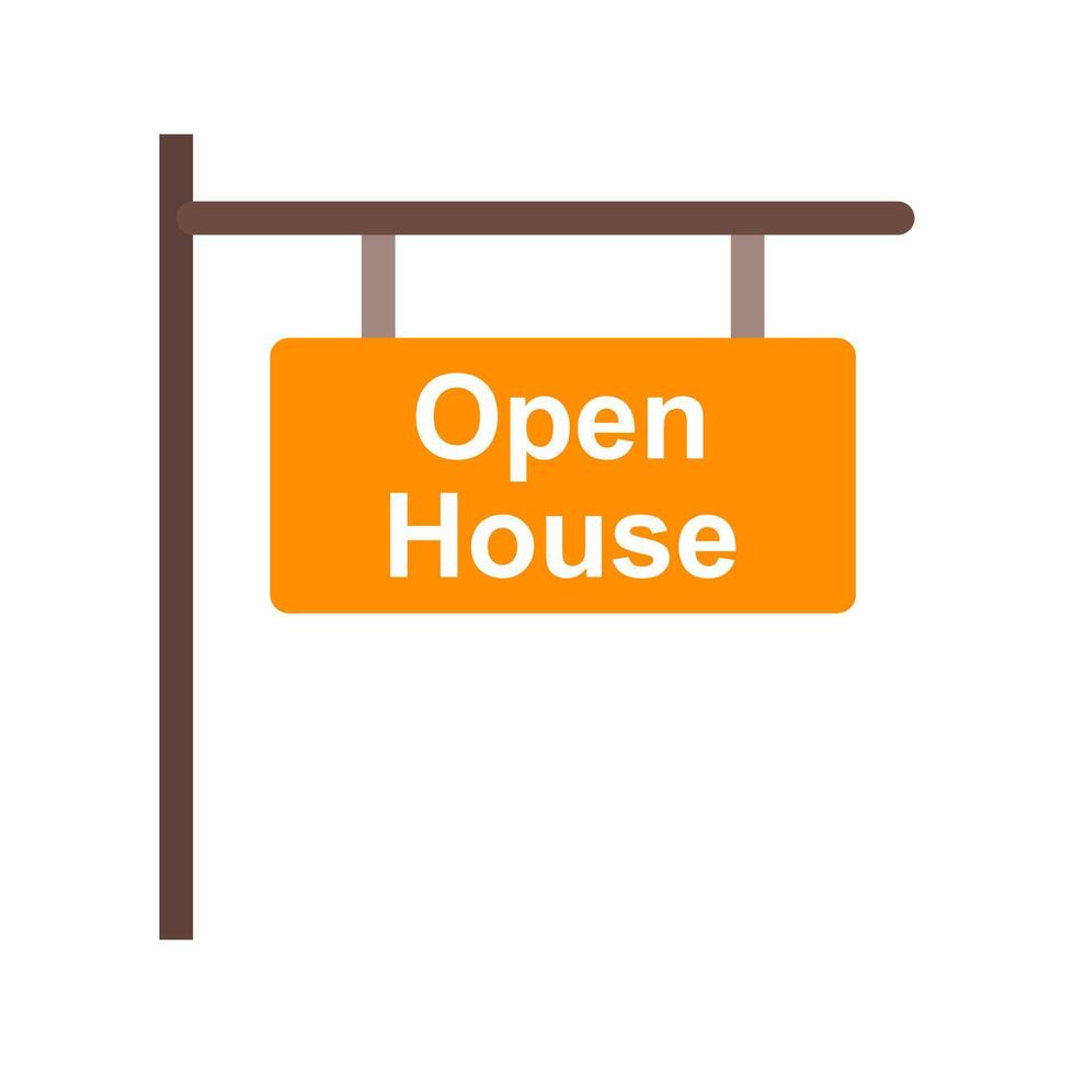 Open House Sign Flat Multicolor Icon vector