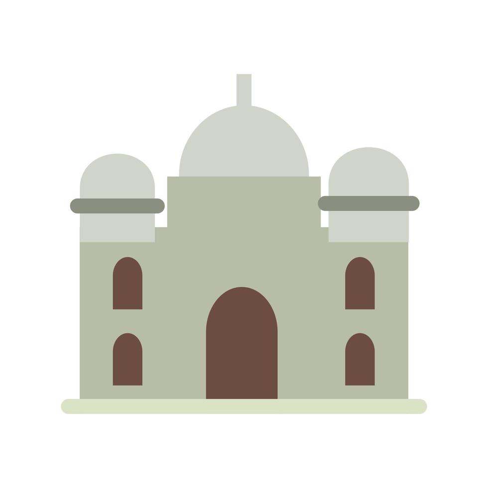 Taj Mahal Flat Multicolor Icon vector