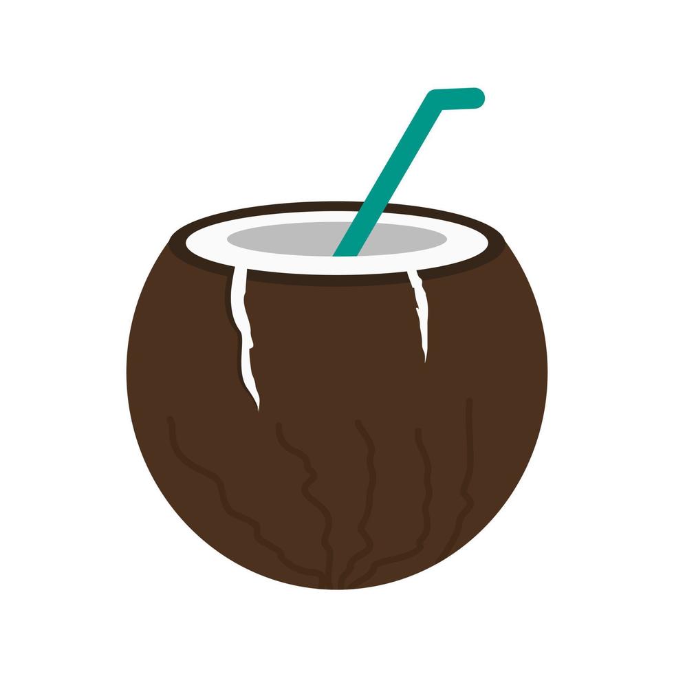 Coconut Drink Flat Multicolor Icon vector