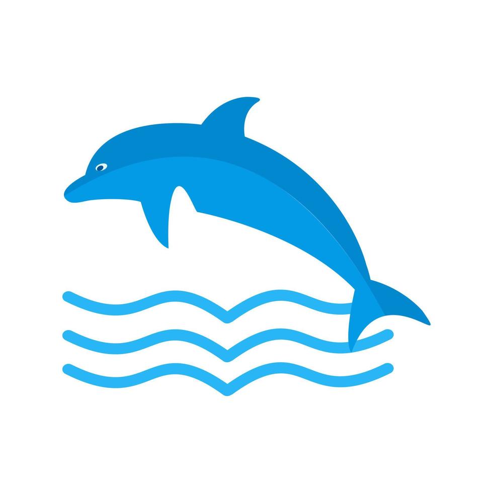 Dolphin Flat Multicolor Icon vector