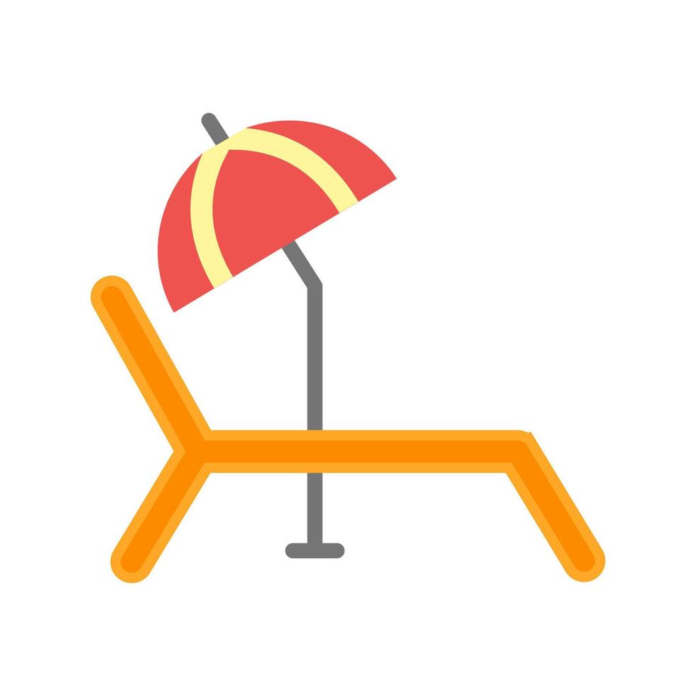 Sunbathing Chair Flat Multicolor Icon vector