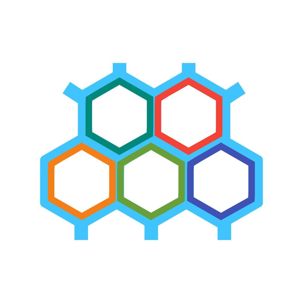 Molecular Structure Flat Multicolor Icon vector