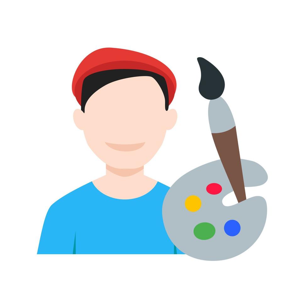 Painter Male Flat Multicolor Icon vector