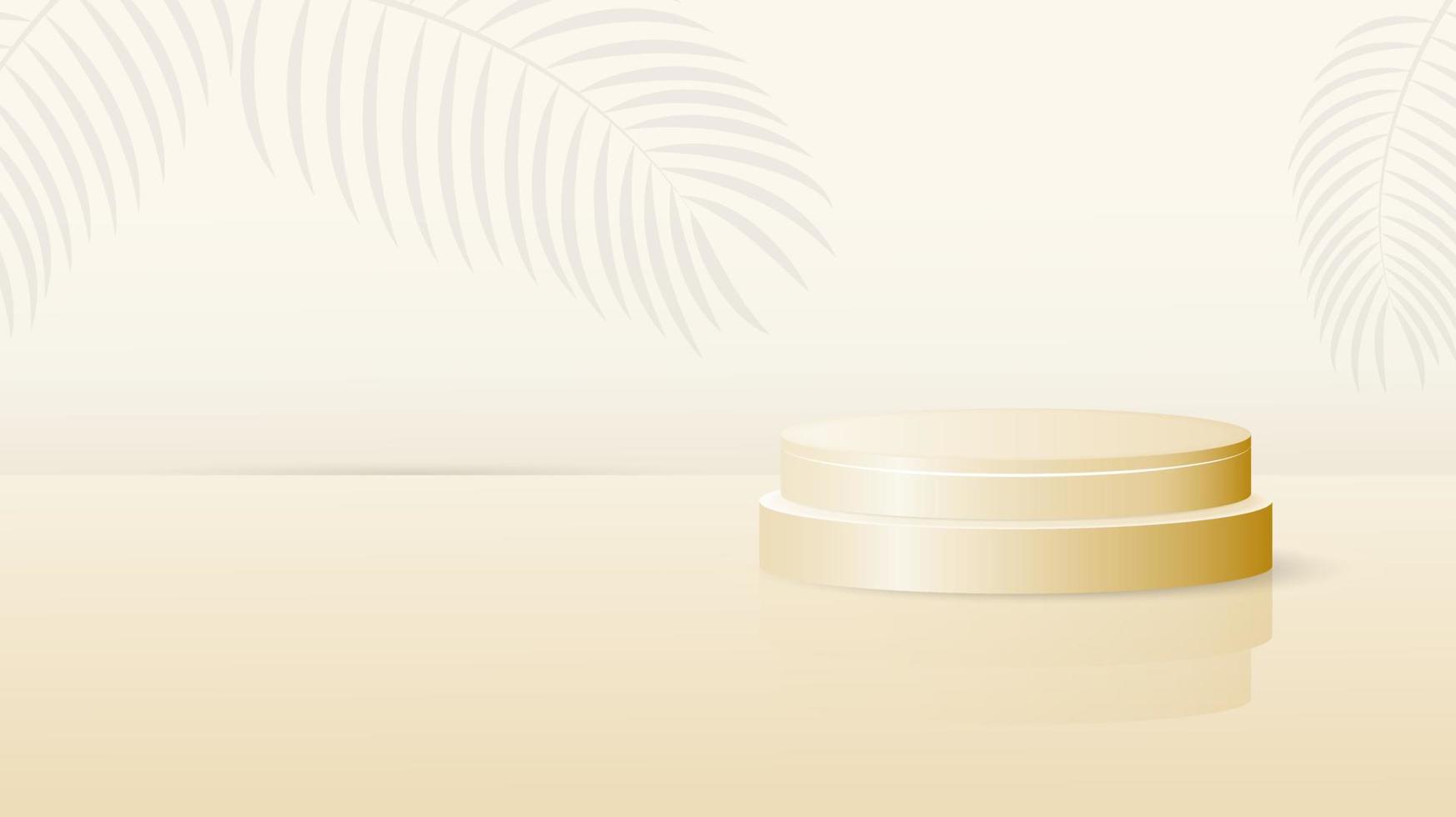 Gold Podium design in golden background with tropical leaf design vector