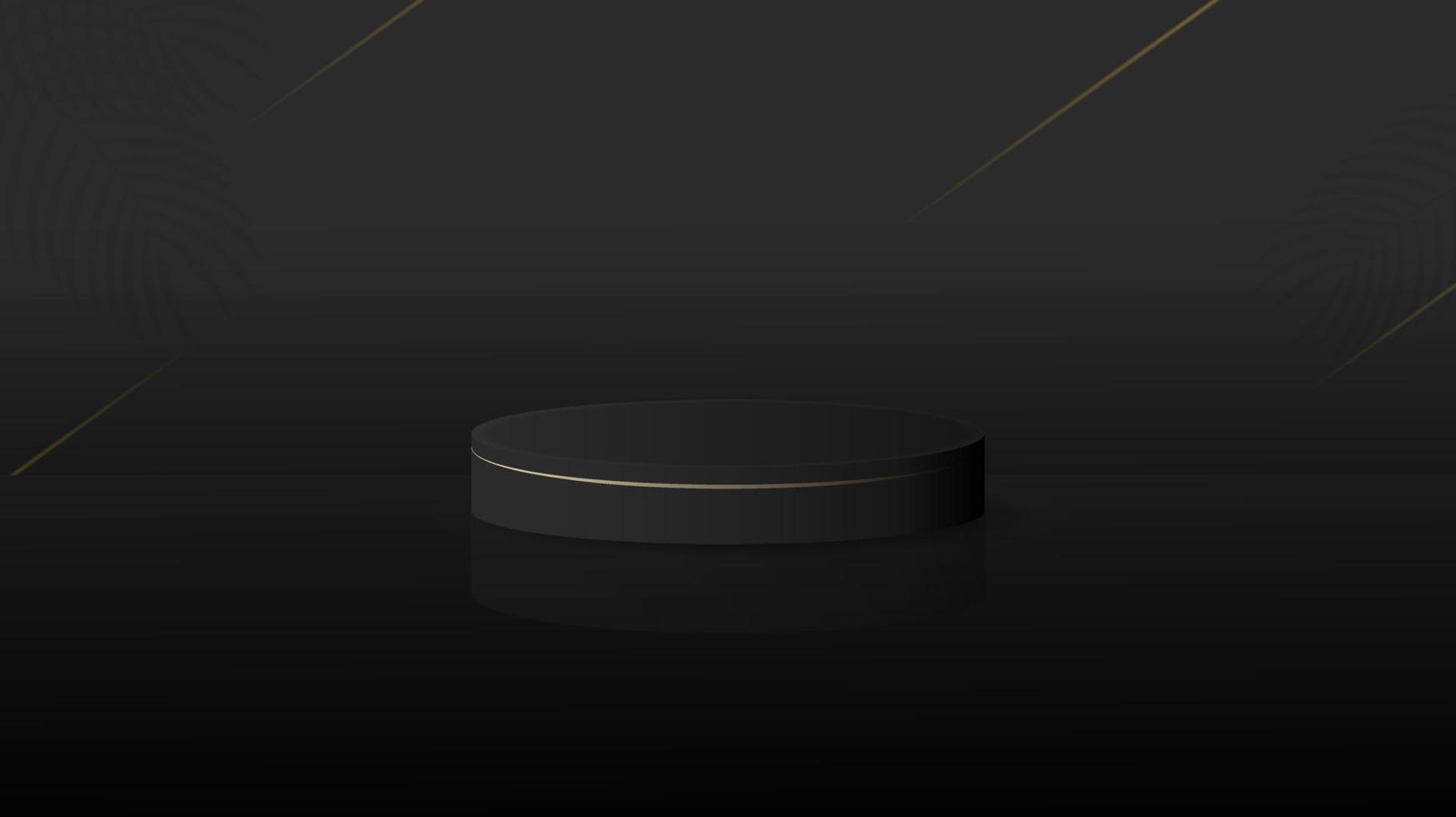 Black podium design with minimalist of gold color for product advertisement design vector