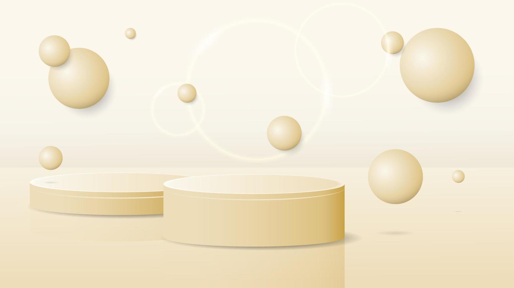 Abstract background design with two podium in gold color for product banner vector