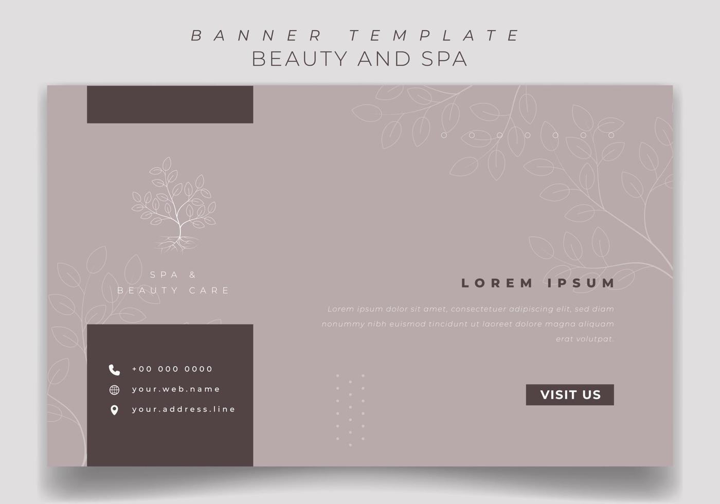 Banner template design in brown background with luxury concept design for beauty and spa advertising vector