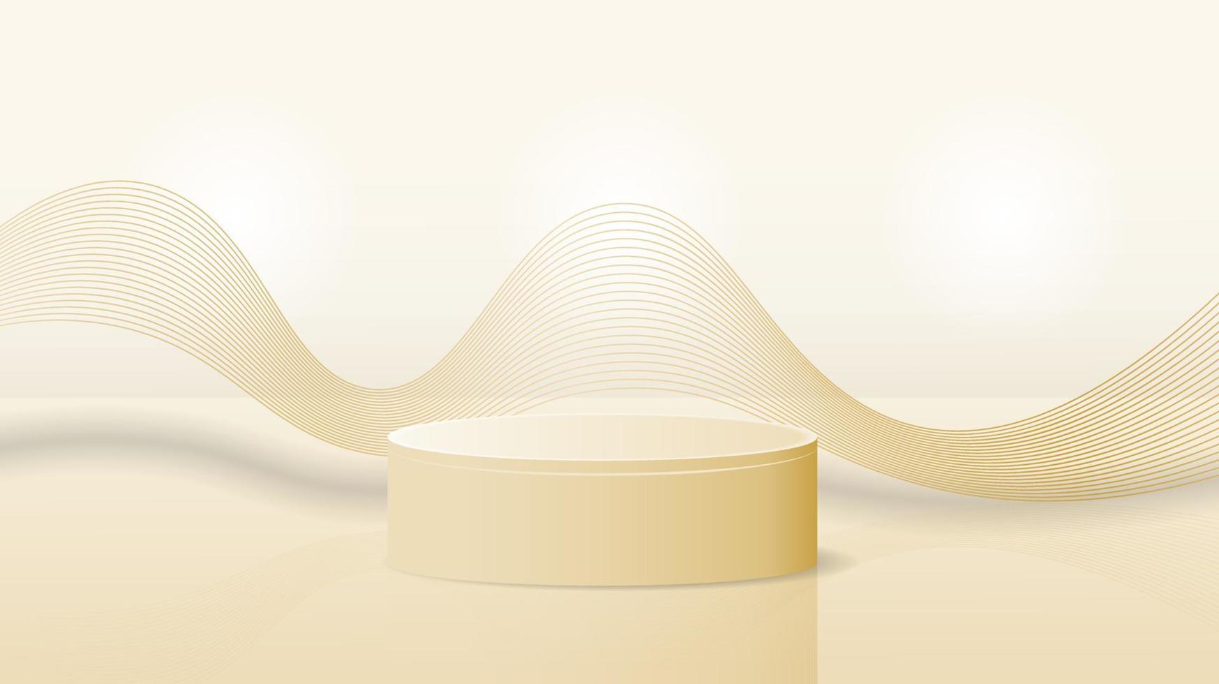 Abstract background design with podium in gold color for banner template design vector