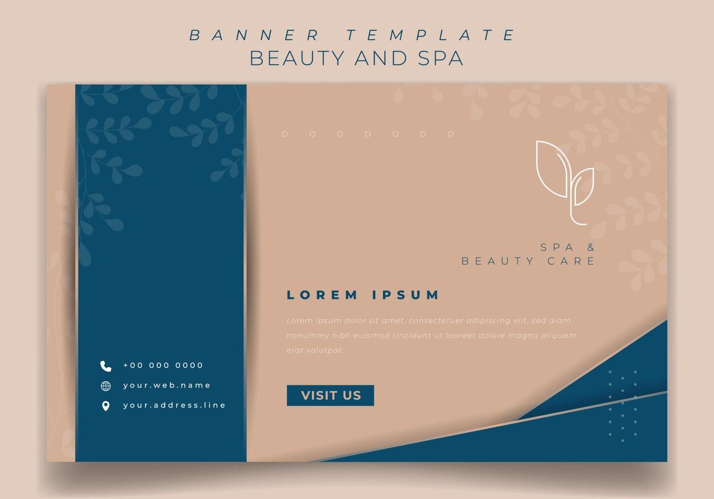 diseño de plantilla de banner en azul y rosa con diseño de fondo de lujo para diseño de publicidad de spa vector