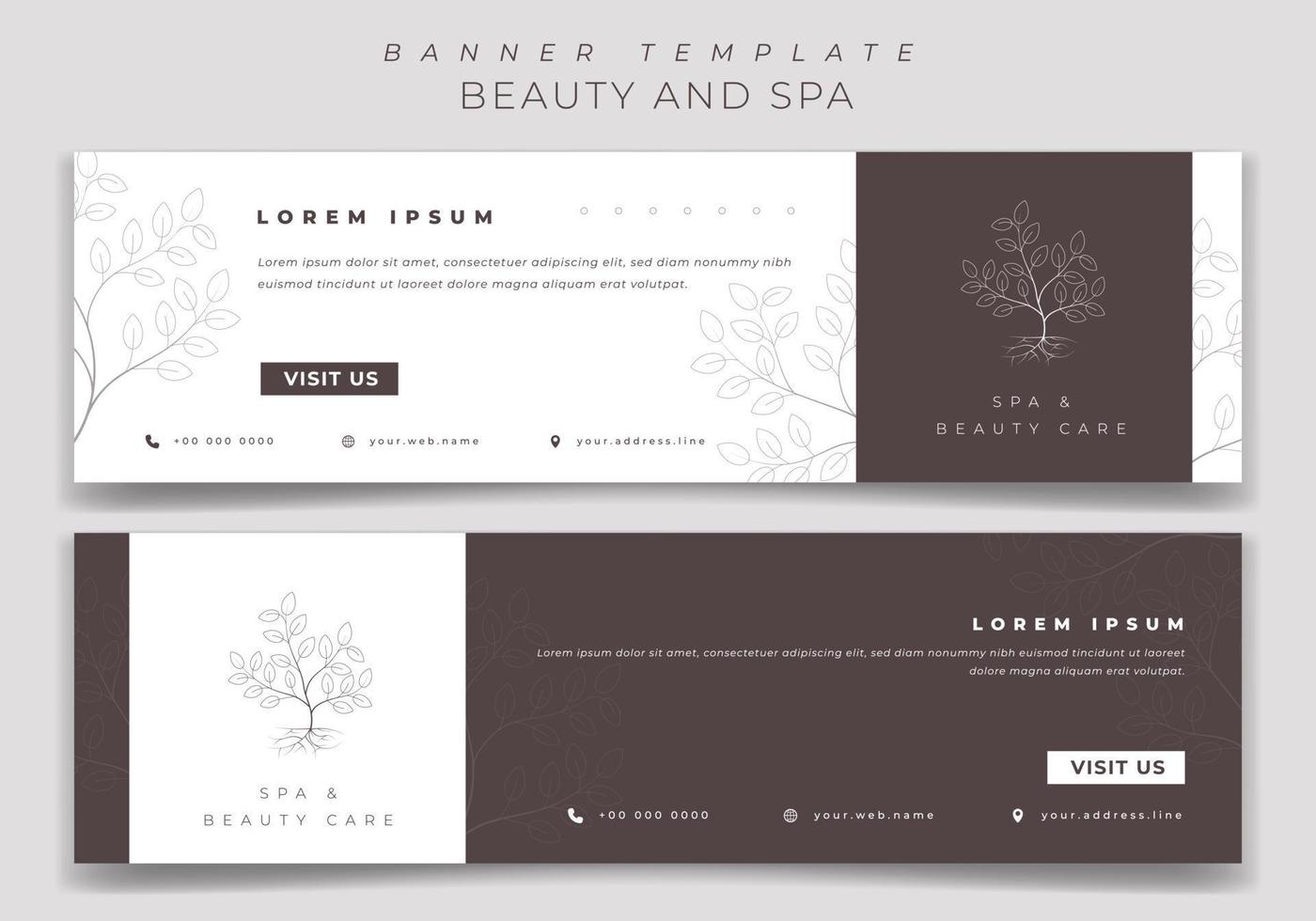 Landscape banner template design in luxury white and brown background for beauty care design vector