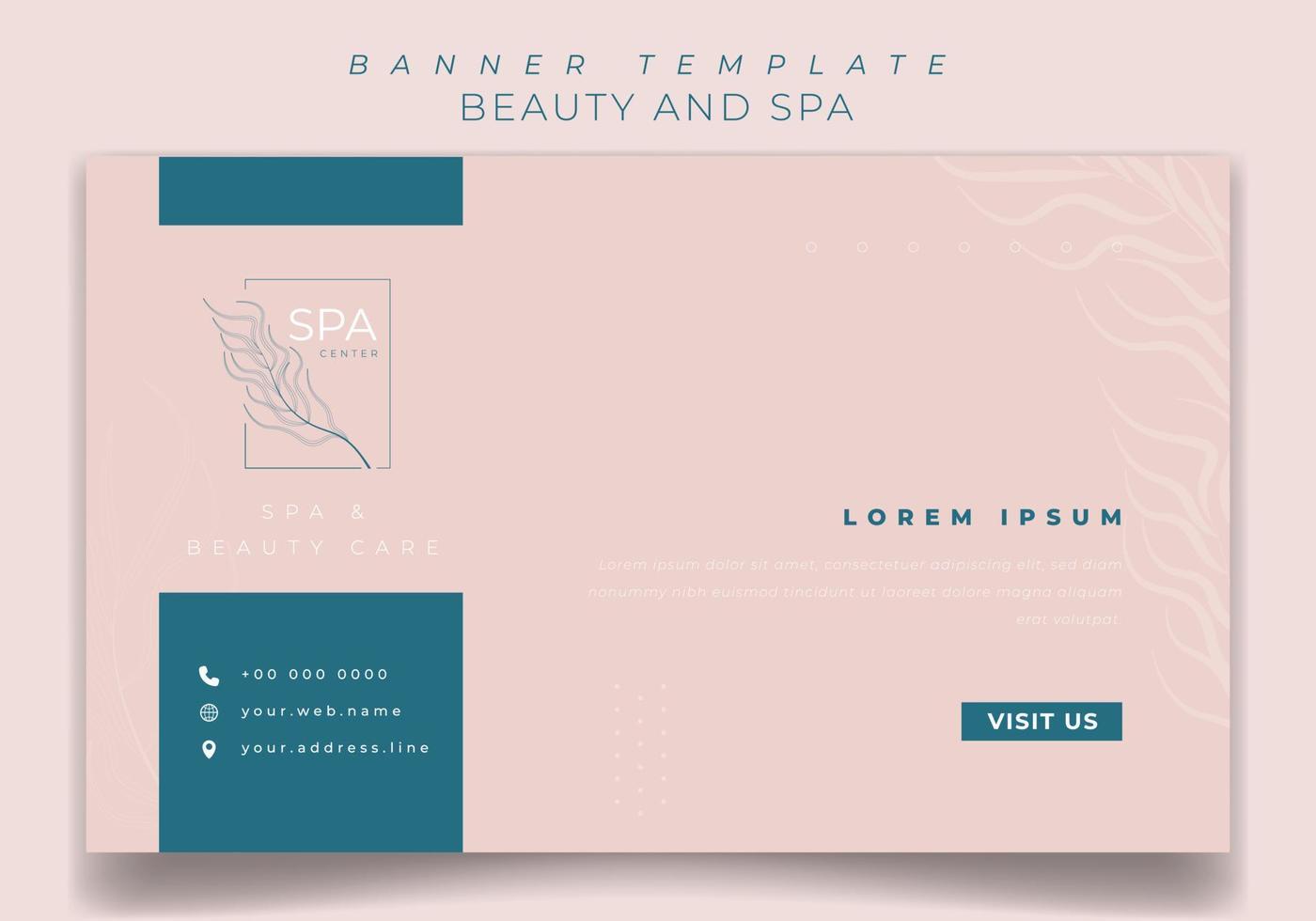 plantilla de banner en diseño rosa y verde para diseño de publicidad de spa y cuidado de la belleza vector