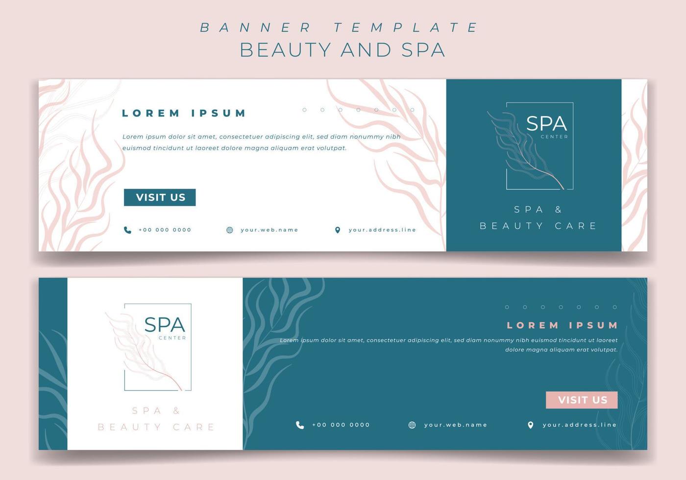 Landscape banner template design in green and white design for beauty care advertisement design vector